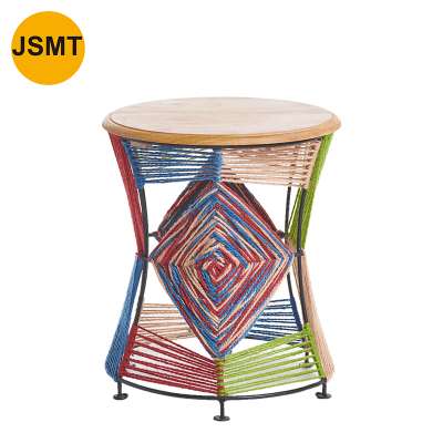 Home Decorative ornaments Soft Wood Crafts Creative  side Table  Indian handmade yarn for making wooden corner table