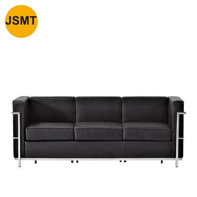 High quality classic design office reception stainless steel frame  pu office  sofa in 3 seaters