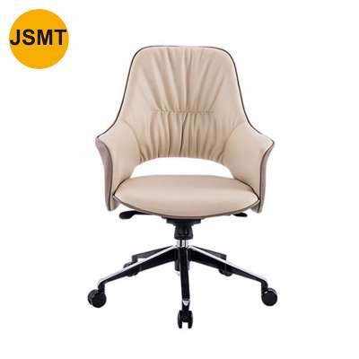 Luxury hotel room executive office chair PU visitor chair PU leather beige color waiting chair with armrest